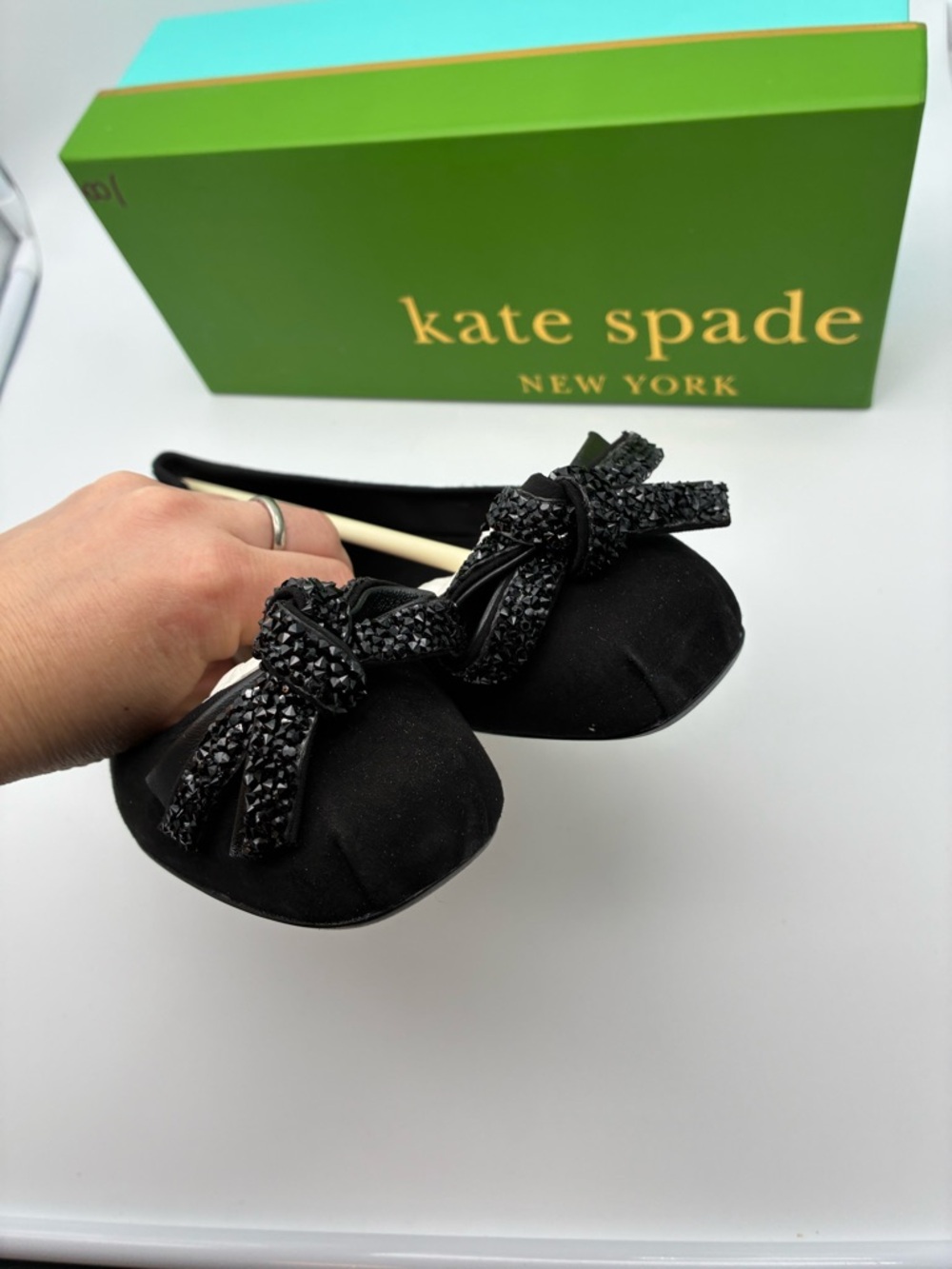 kate spade New York Black freya Bow Ballet Flats with box - Picture 4 of 6